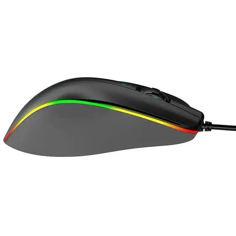 Компьютерная мышь Mееtion GM23_2023 игровая оптическая проводная 12800 DPI 7 кнопок RGB подсветка черная - фото 2