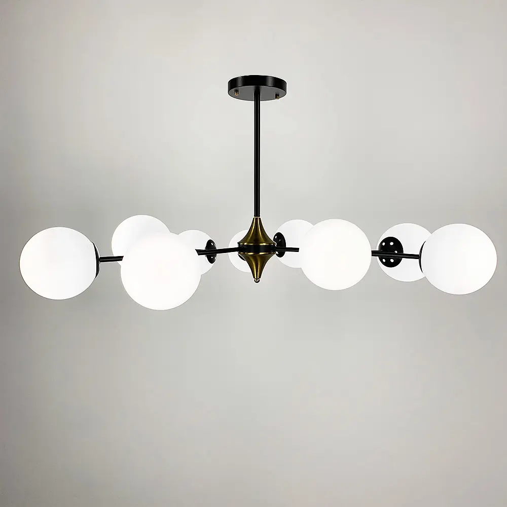 Черная люстра с поворотными веточками на 9 белых плафонах d=150 | Ст. K 21/9 BK+WT новый | Line F - фото 2