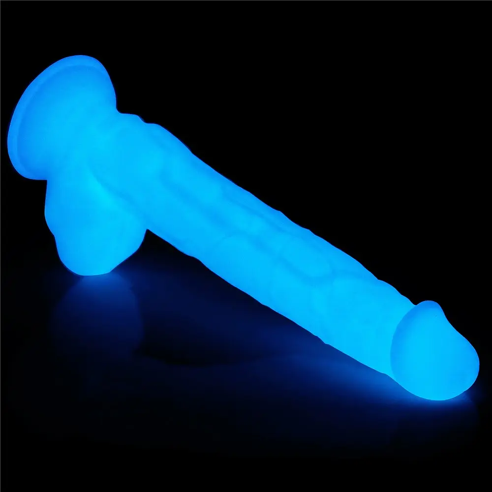 Неоновый фаллоимитатор LoveToy Lumino Play 26.9 см голубой - фото 7