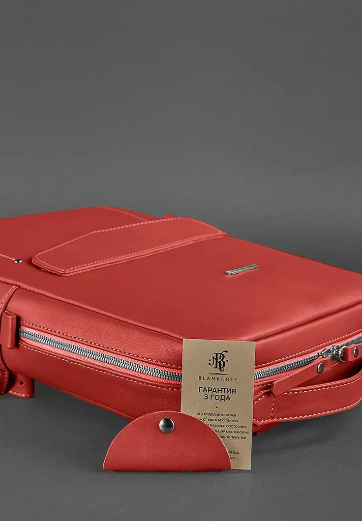 Шкіряний міський жіночий рюкзак на блискавці Cooper червоний - фото 6