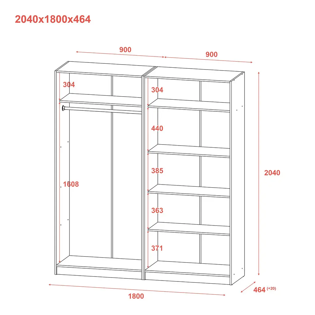 Комплект Doros Промо з полицями Сірий 2+2 ДСП 180х48х204 (80737771) - фото 9