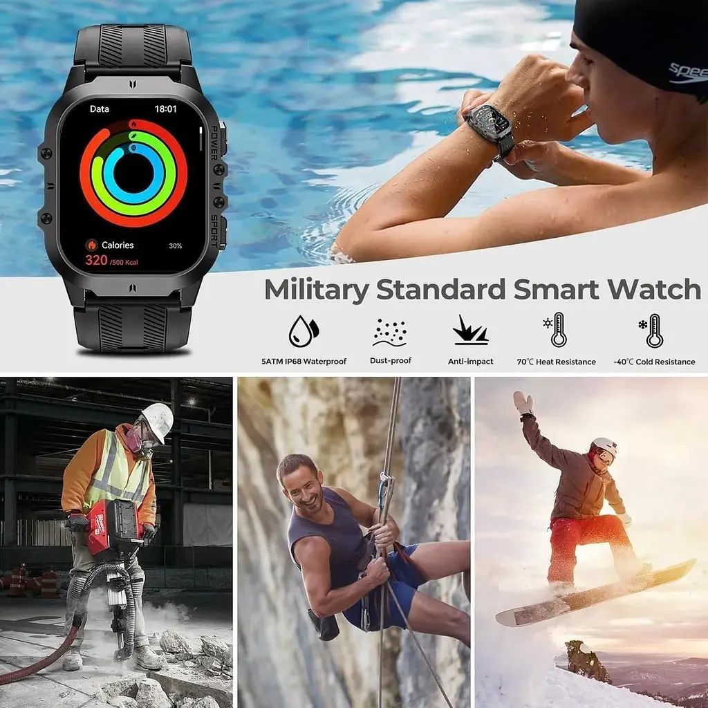 Розумний годинник Viran для чоловіків 1.96 дюйма AMOLED Fitness Tracker Smartwatch - фото 3
