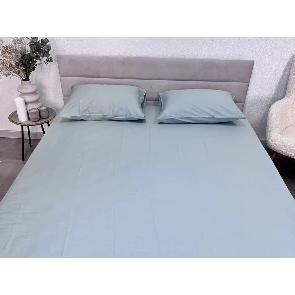 Простирадло Ecotton Aqua Grey на резинці сатин 200х200 см сіро-блакитне (24847) - фото 2