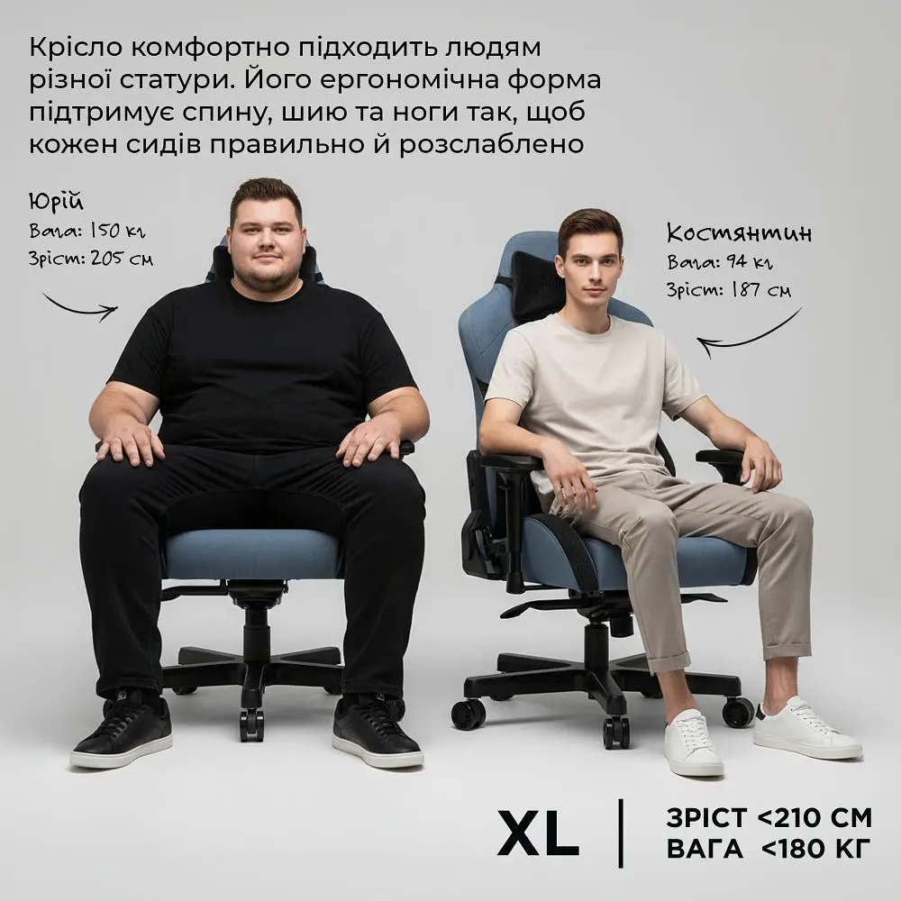Кресло для геймеров Anda Seat T-Pro 2 Size XL Linen Grey/Black (AD12XLLA-01-GB-F) - фото 8