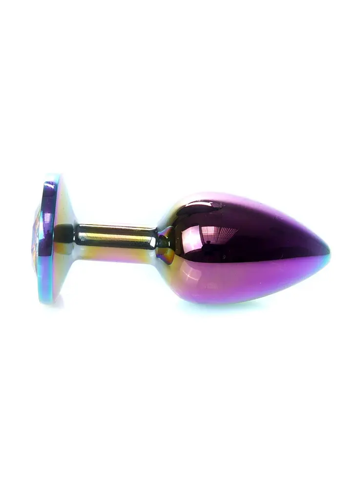 Анальна пробка з кристалом B - Series HeavyFun Plug-Jewellery Multicolour, 7 см (райдужний) - фото 4