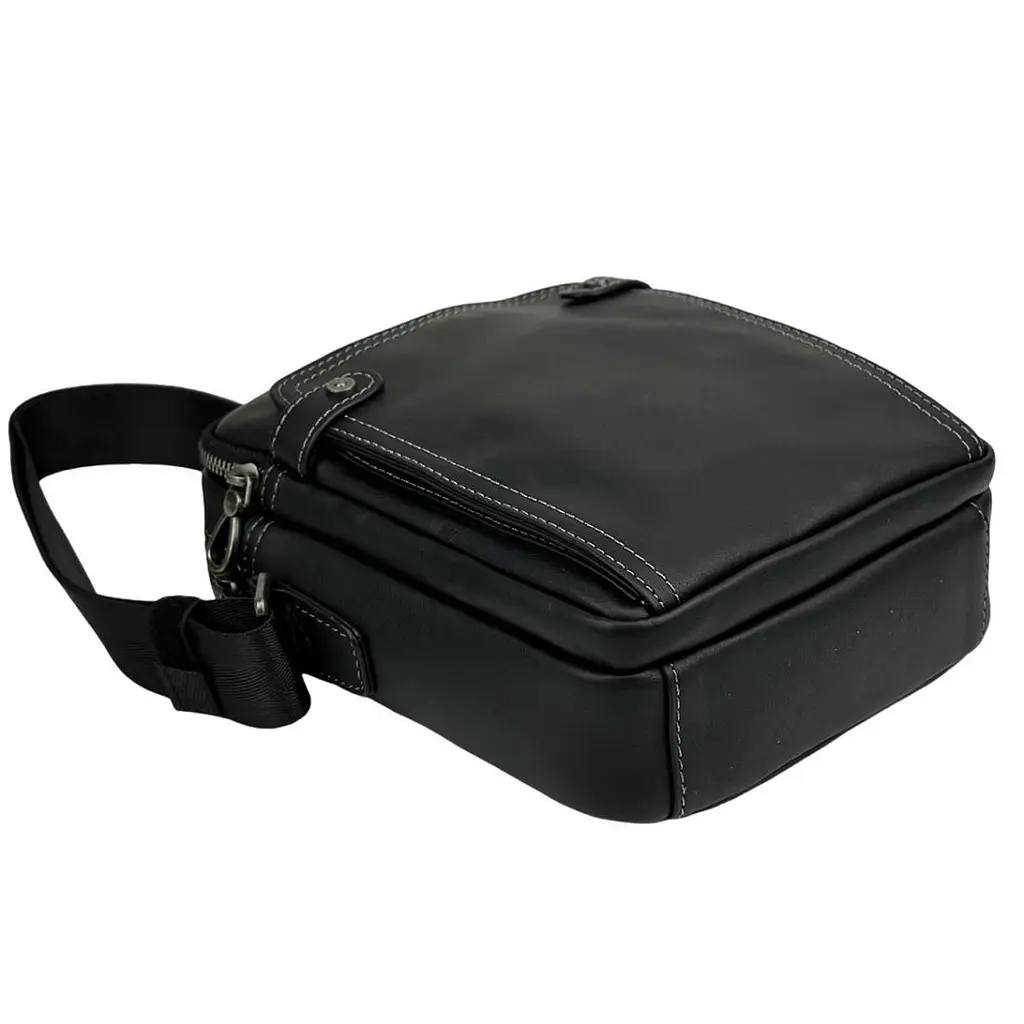 Сумка через плече чоловіча шкіряна Tiding Bag 8911A чорна - фото 6