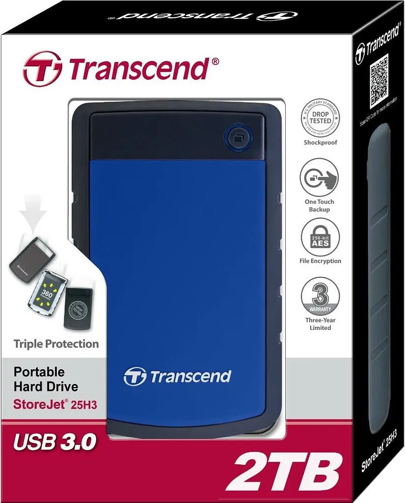 Зовнішній жорсткий диск 2TB Transcend StoreJet 25H3B 2.5" USB 3.0 blue (TS2TSJ25H3B) - фото 4