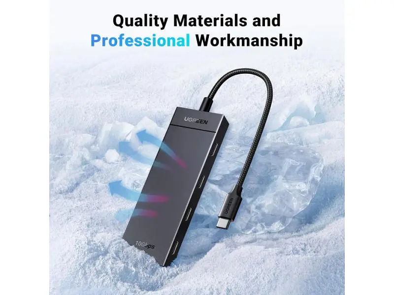 USB-хаб UGREEN CM806 USB-C to 4xUSB-C 3.2 Gen2 Black (35584) - фото 4