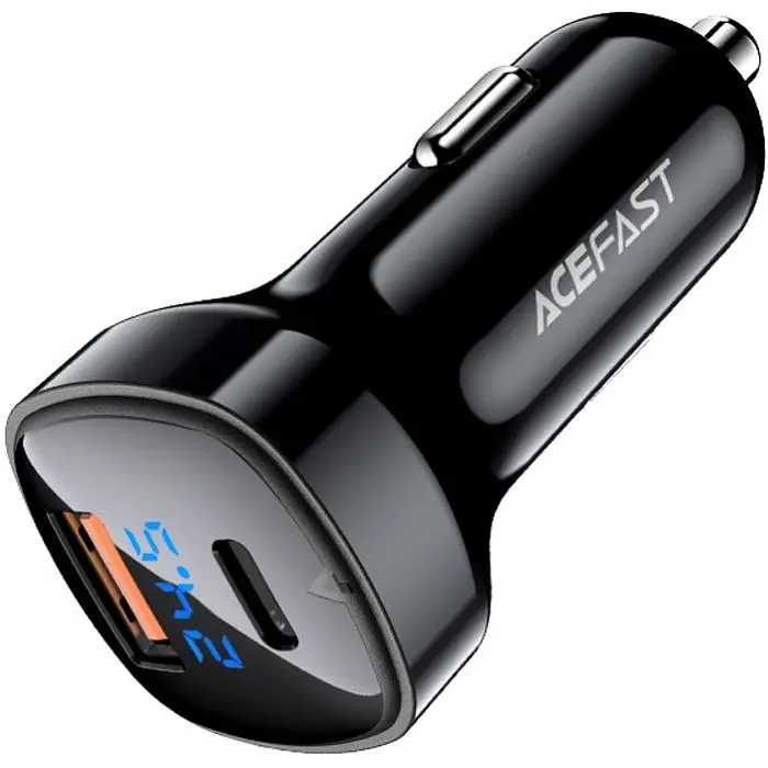 Автозарядка Acefast 2xUSB 66W (USB-C + USB-A) B4 with digital display (6974316280392) - фото 4