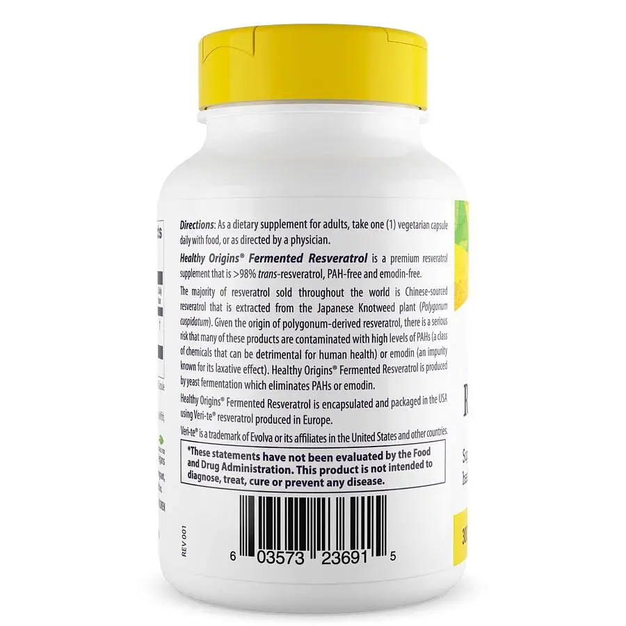 Натуральна добавка Healthy Origins Resveratrol 300 mg 60 вегакапсул - фото 3
