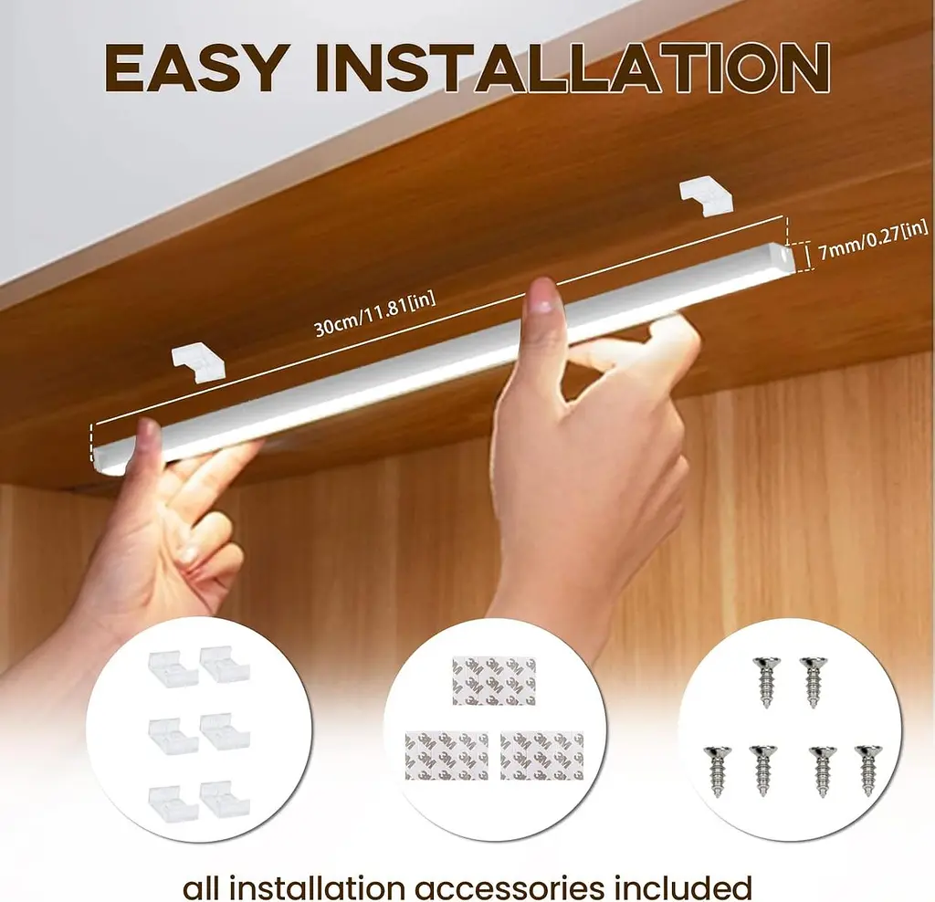 Bonlux Dimmable LED Панель на кухню 12V DC Холодний білий 6000K LED Rigid Strip Bar Light для підключення під кухонною шафою - фото 4