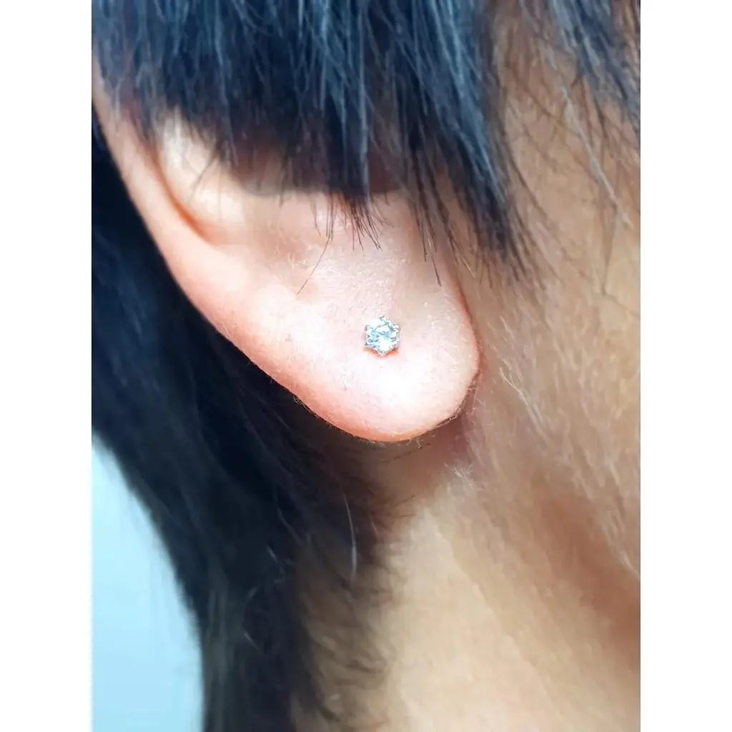 Серебряная моносерьга пуссета Vegas с фианитом. 20082/1Р - фото 2