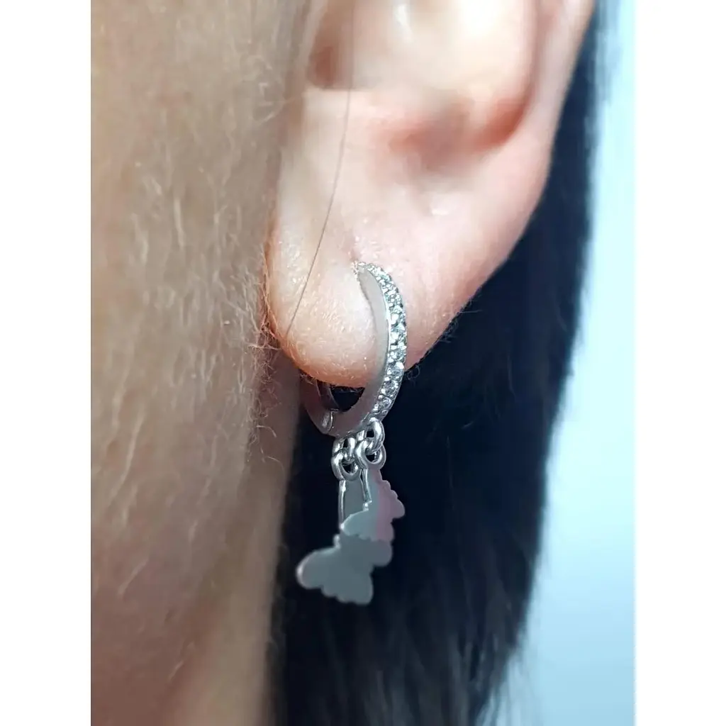 Серебряная моносерьга Ирий Бабочка с фианитами. 4871 - фото 2