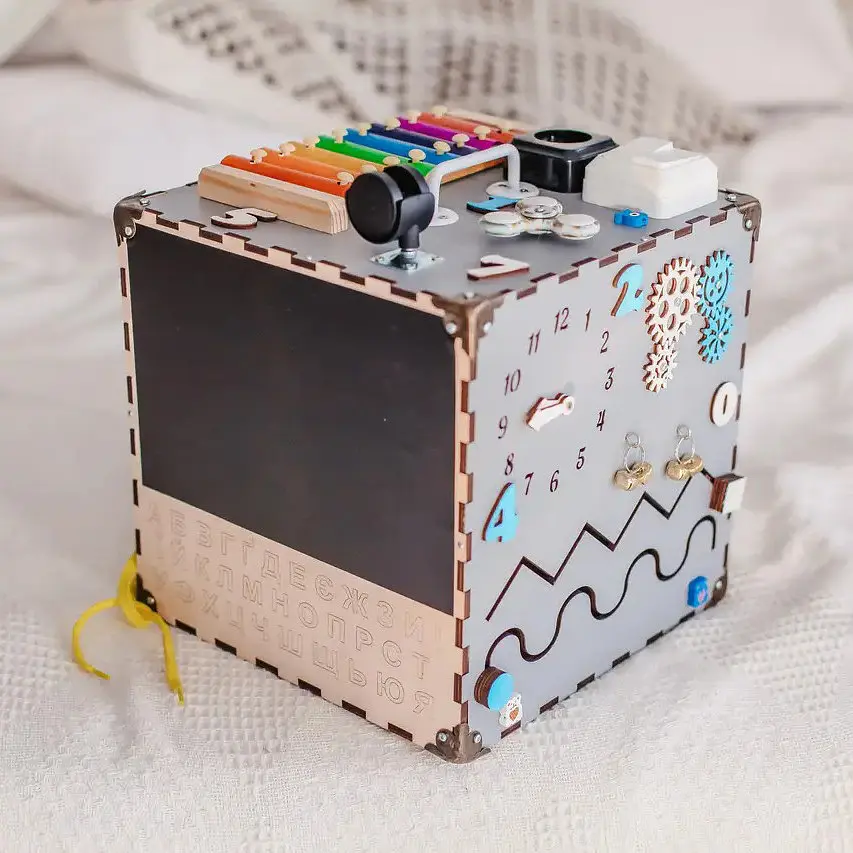 Развивающая игрушка Бизикуб Temple Group TG200090 30х30х30 см Серый - фото 6