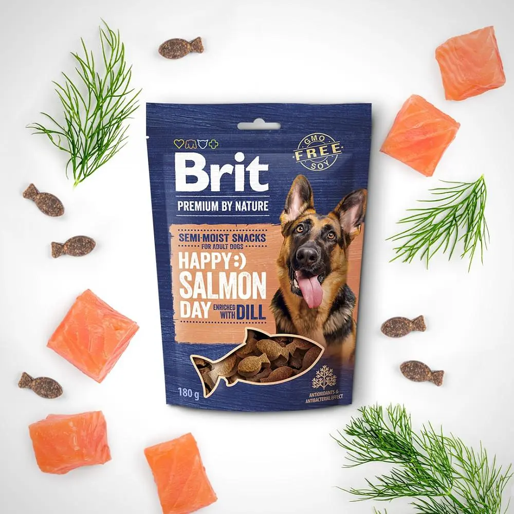 Лакомства для собак Brit Premium Semi-moist Snacks Salmon with Dill полувлажные с лососем и укропом 180 г - фото 4