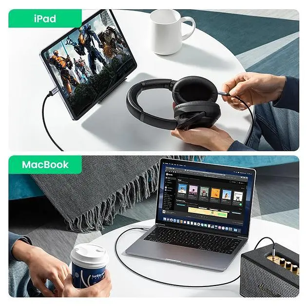 Кабель Ugreen Mini Jack 3.5mm to USB Type C CM450 DAC-чип 1м Black (25108) - фото 6