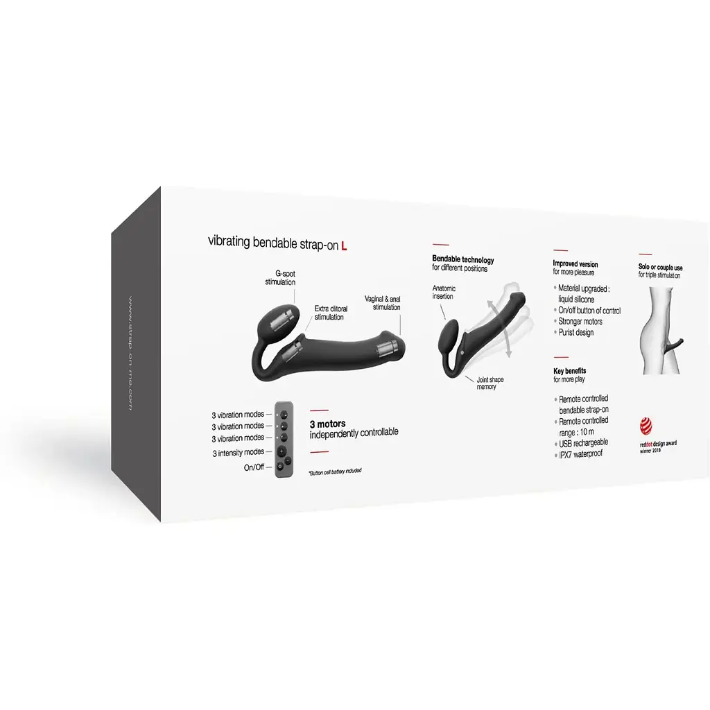 Безремінний страпон з вібрацією Strap-On-Me Vibrating Black L - фото 7