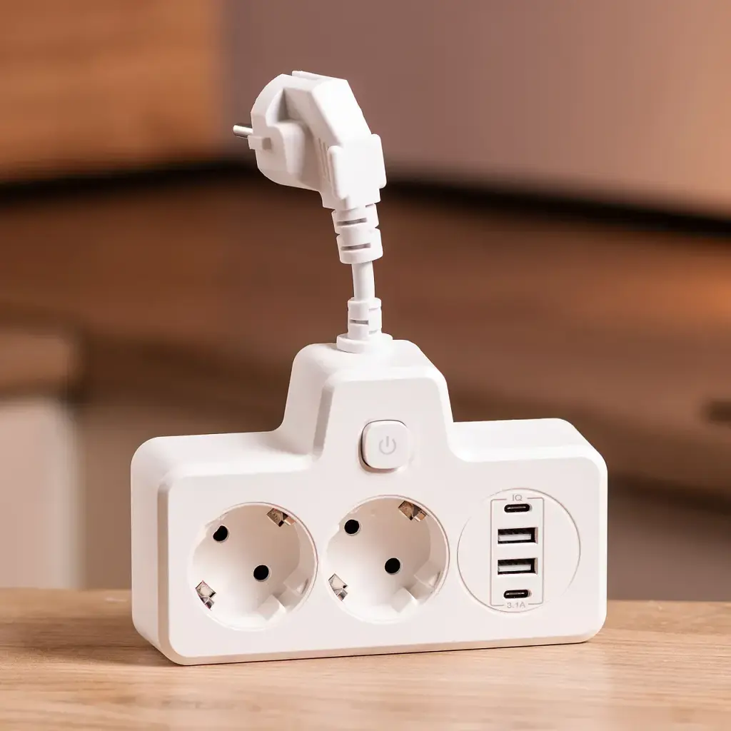 Сетевой фильтр-разветвитель Yiwu HP-5-17 SNAILS BKL-502 EU на 2 розетки LED 4 USB белый  - фото 2