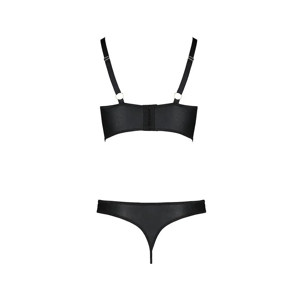 Комплект из эко-кожи с люверсами и ремешками Passion Malwia Bikini black L/XL - фото 4