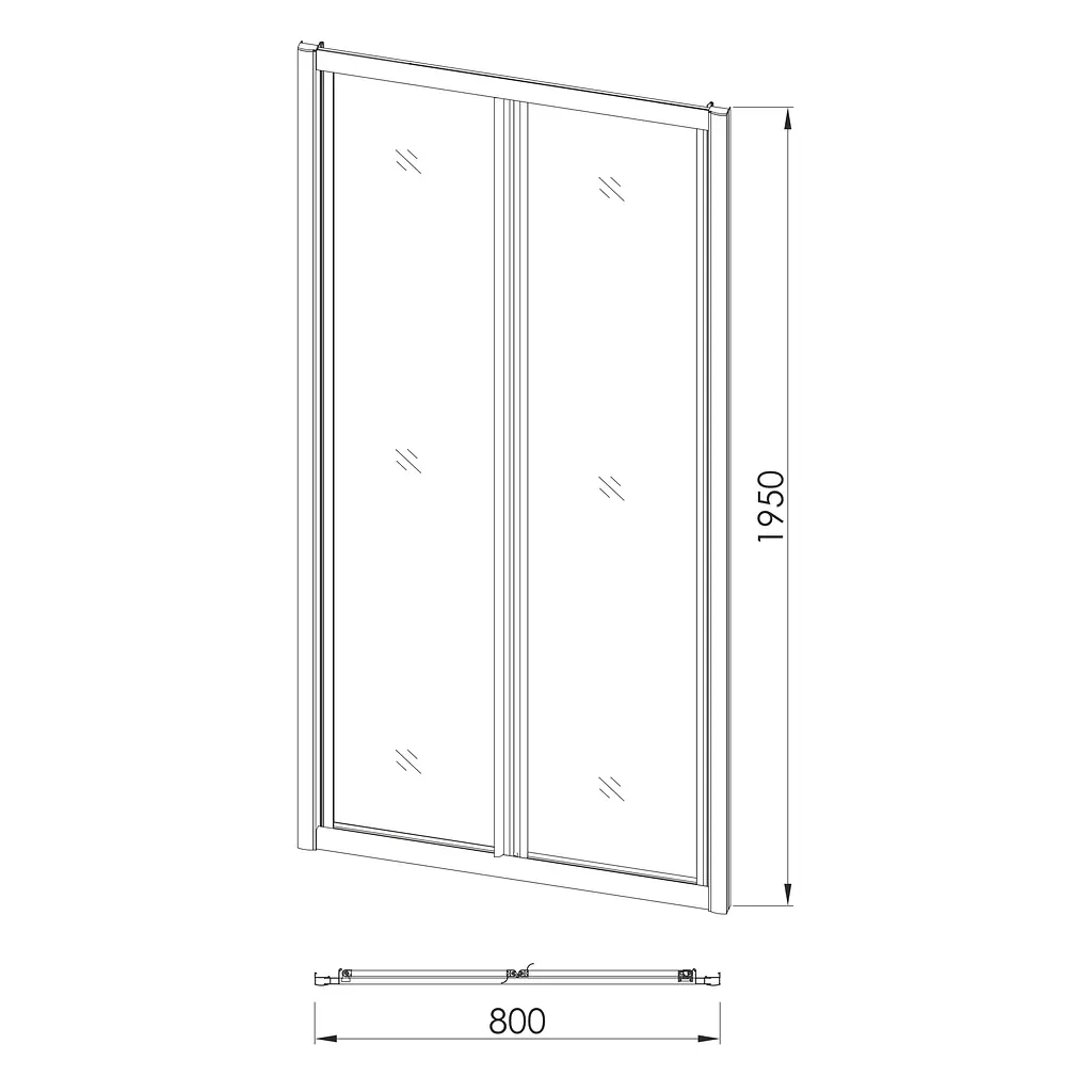 Душові двері Eger Bifold 80x195 см розсувні прозоре скло профіль хром 599-029-80, прозорий, хром - фото 3