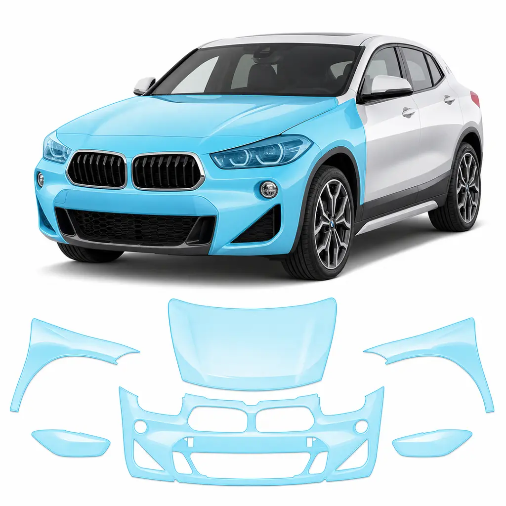 Антигравійна захисна бронеплівка за лекалами для BMW X2 F39 2018-2023 - передня частина авто (капот бампер фари крила)