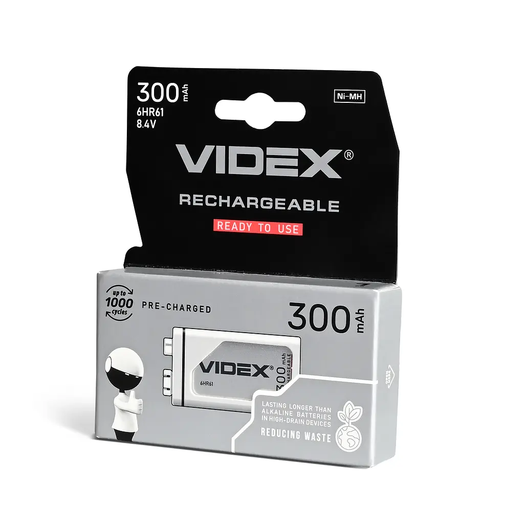 Акумулятори Videx 6HR61 300mAh blister/1шт VIDEX (24477-000)