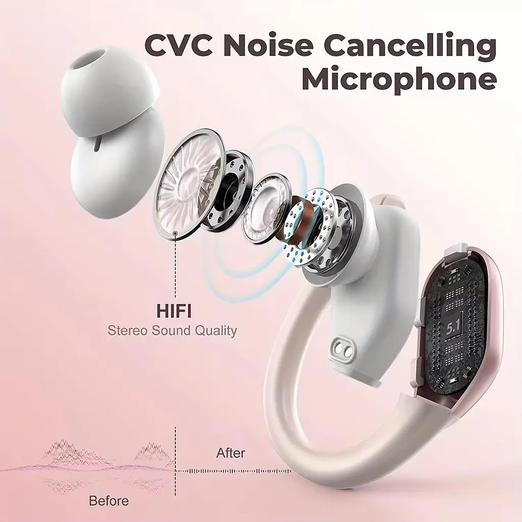 Беспроводные спортивные наушники BX28 розовый - фото 10