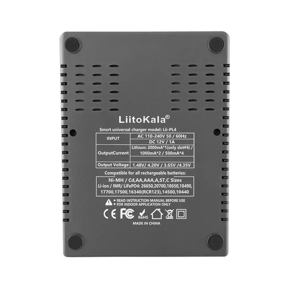 Зарядний пристрій для акумуляторів Liitokala 4 Slots, LED, Li-ion/Ni-MH/Ni-Cd/AA/ААA/AAAA/С (Lii-PL4) - фото 4