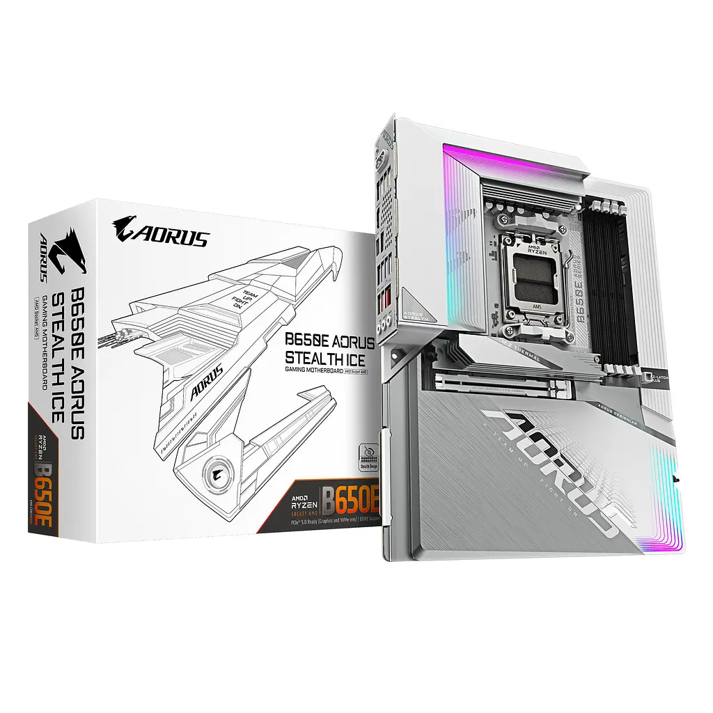 Материнская плата B650E A STEALTH ICE sAM5 B650 4xDDR5 M.2 Wi-Fi BT HDMI DP ATX белый Gigabyte teh0019112 - фото 7