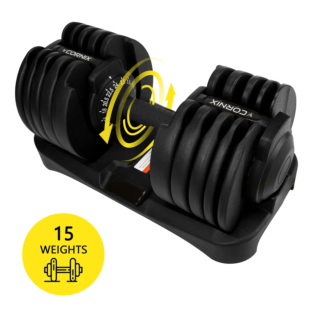 Гантеля з регульованою вагою Cornix 2.5-24 кг XR-0405 Black - фото 6
