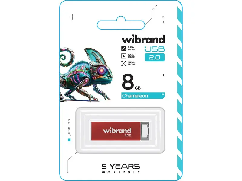 Флешка Wibrand 8 GB Chameleon Red USB 2.0 (WI2.0/CH8U6R) - фото 2