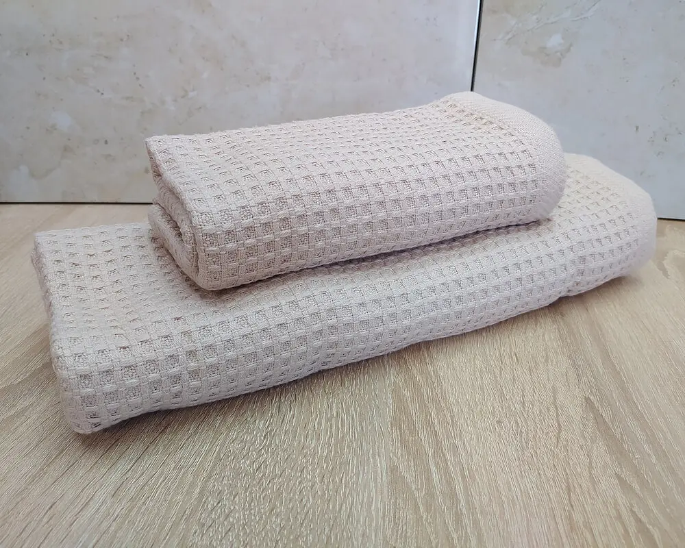 Набір турецьких вафельних рушників 50х90+70х140 Mercan Beige - фото 2