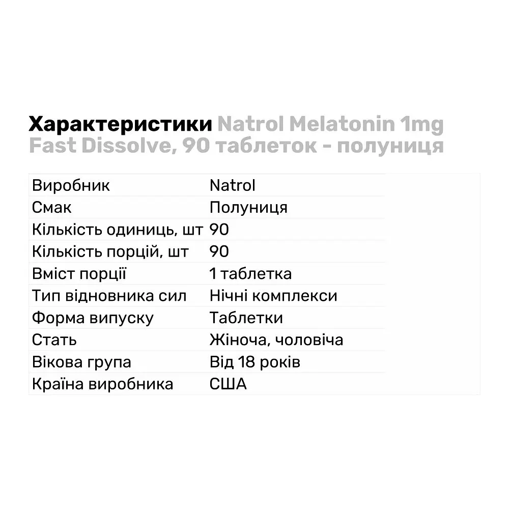 Натуральна добавка Natrol Melatonin 1mg Fast Dissolve Полуниця 90 таблеток - фото 2
