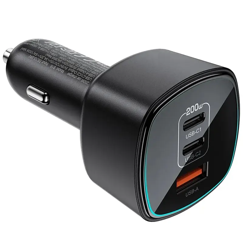 АЗП B18 PD100W+QC3.0 200W (1USB-A/2C) Black Acefast teh0029934 - фото 3