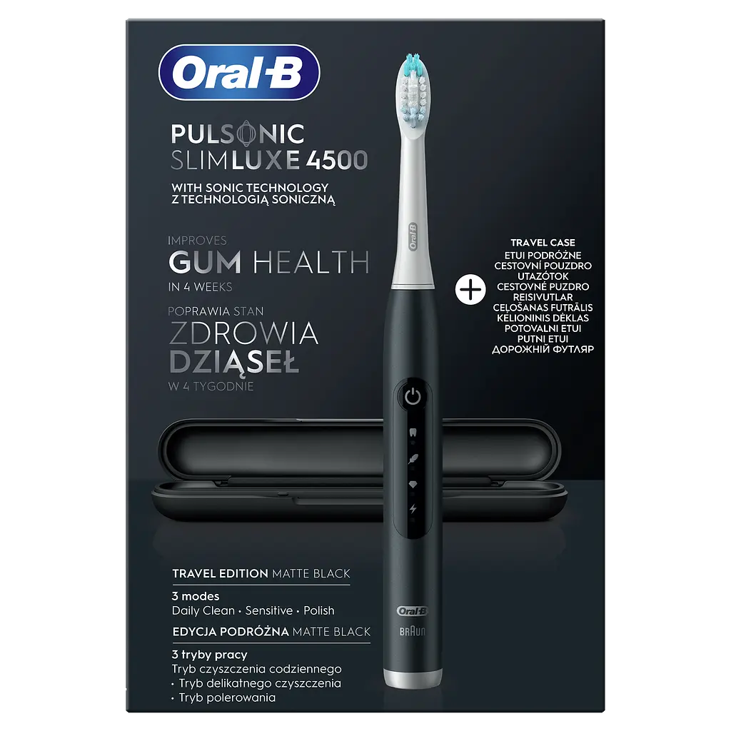 Электрическая звуковая зубная щётка Oral-B Pulsonic Slim Luxe 4500 + футляр, черная - фото 2