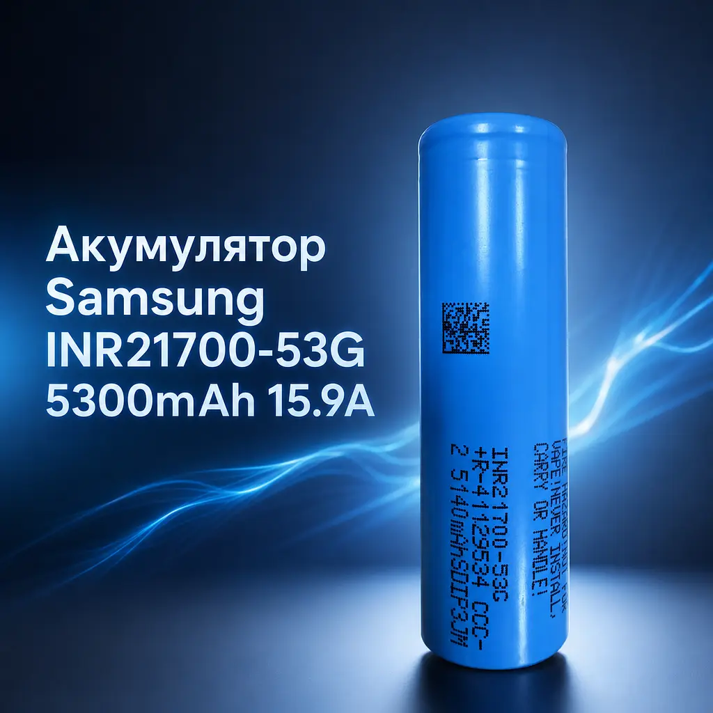Акумулятор Samsung INR21700-53G 5300mAh 15.9A — високострумовий Li-ion акумулятор 21700 для електротранспорту, power bank - фото 2