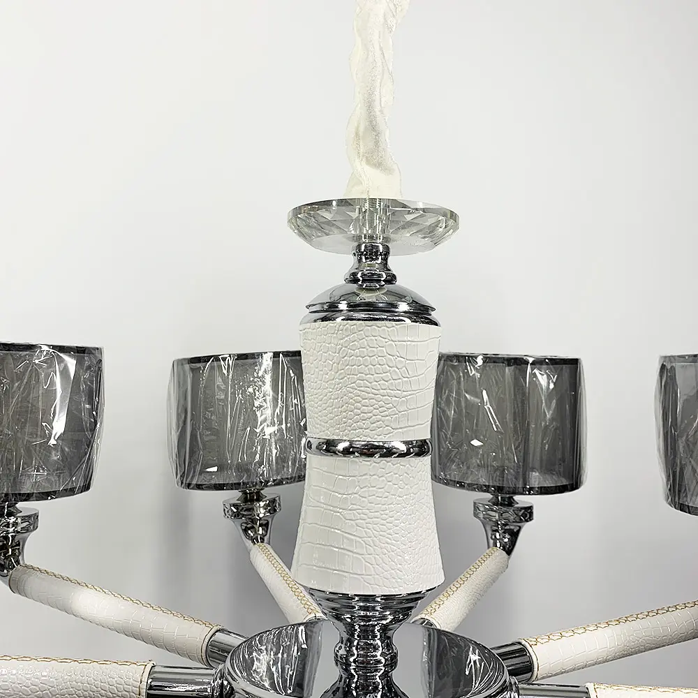 Плафонная люстра с элементами белой экокожи Line.F S 198/10 WT - фото 3