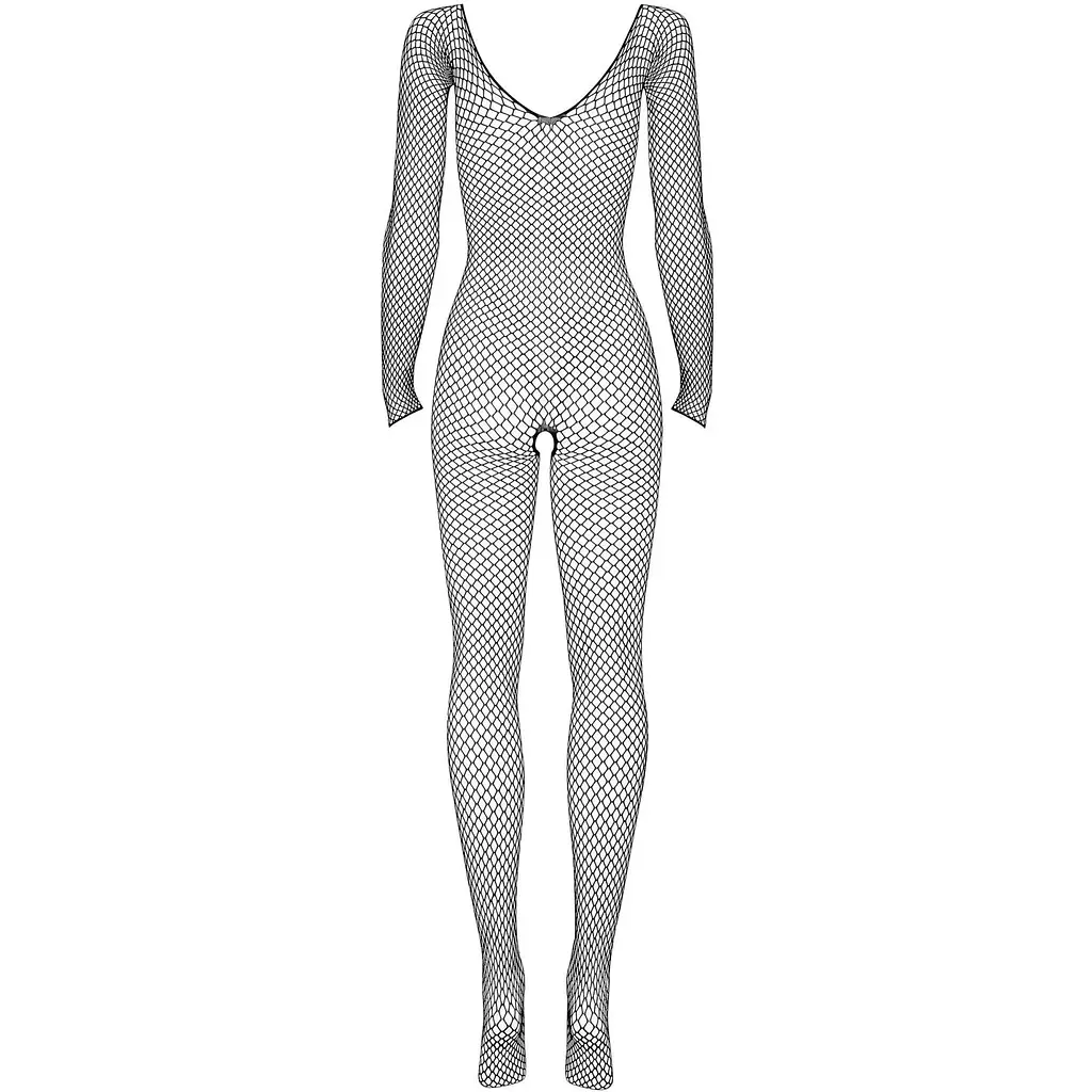 Сітчастий бодістокінг із довгим рукавом Obsessive Bodystocking N109 Black S/M/L, чорний - фото 4