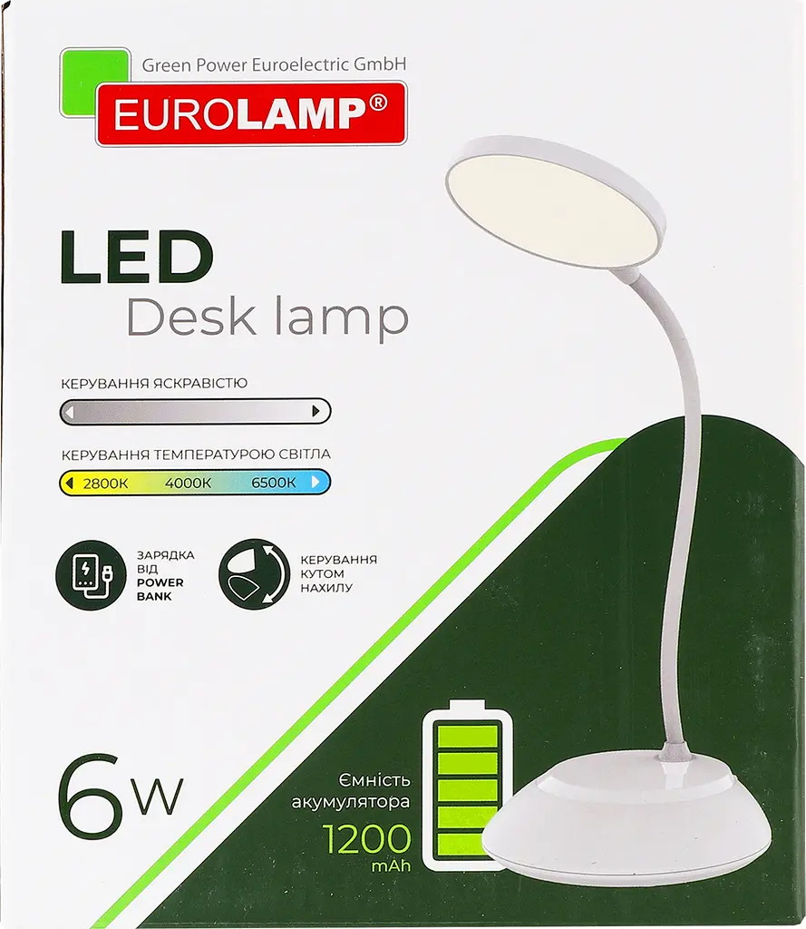 Настольная лампа Eurolamp LED SMART с аккумулятором, 6W, 2800-6500K dimmable, USB Type-C, белый (LED-TLB-6W(white)USB) - фото 7