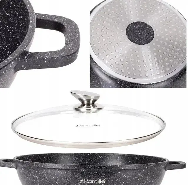 Каструля з кришкою Kamille KM-4486 32х8.5 см чорна - фото 2