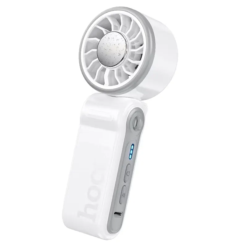 Портативний ручний вентилятор HOCO HX604, 10W, R60мм, 3 режими, вбудований акумулятор 3000mAh, USB кабель, White, Box - фото 4
