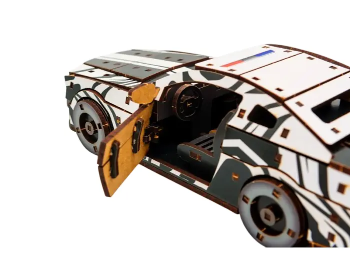 Дерев'яний 3D конструктор Muscle car GT, Puzzleоk (Puz-00639), 162 дет. (біла) - фото 4