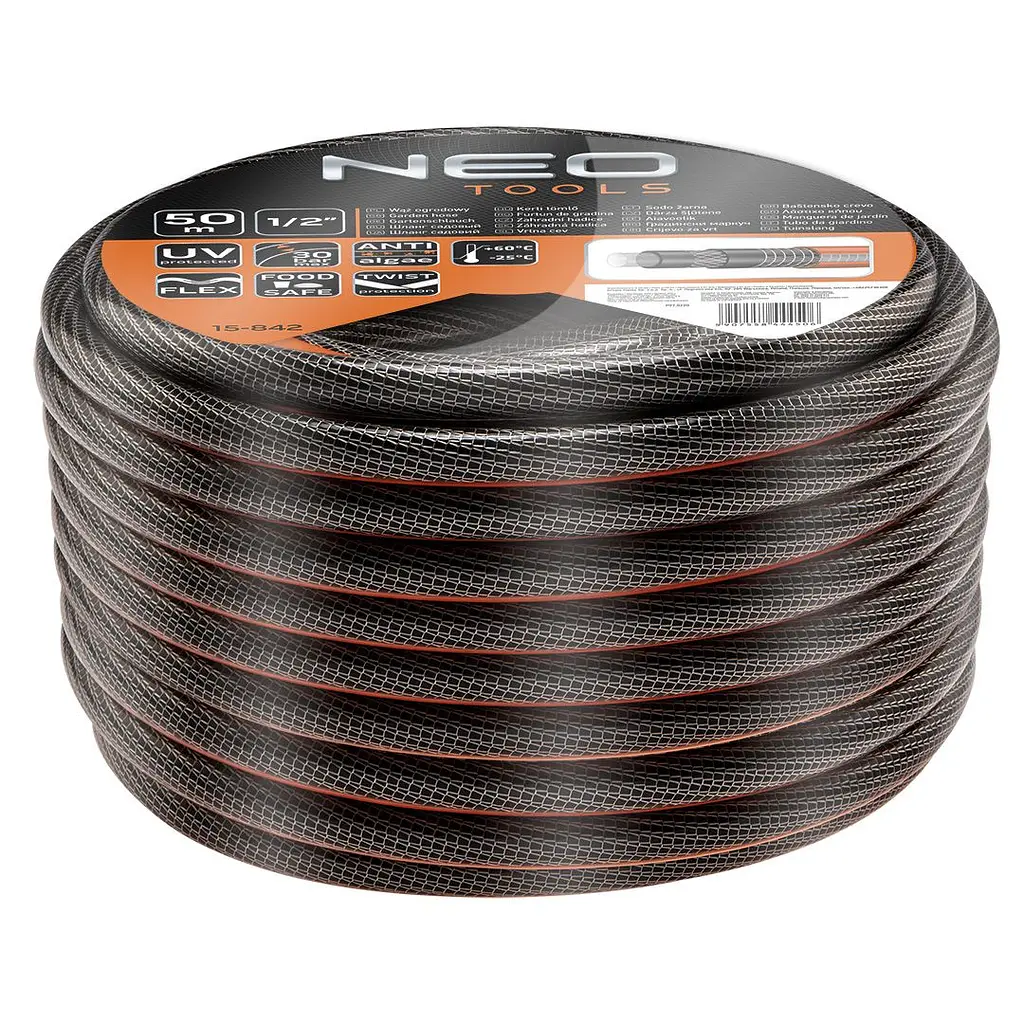 Шланг садовий Professional, 1/2", 50м, 6 шарів, до 30бар, -25…+60°C Neo Tools sad0001900 - фото 2