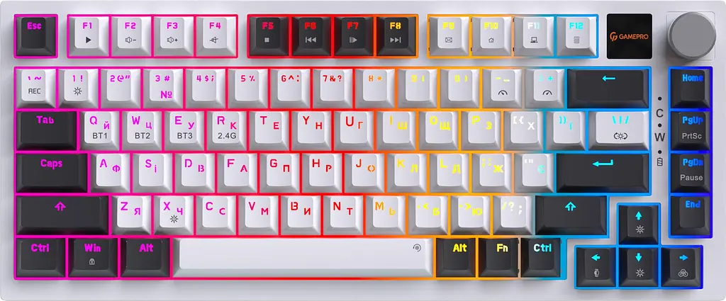 Клавіатура бездротова GamePro Asgard Valhalla QLAB Sakura Switch White With Display (MK160-W-D-QS-PRO) - фото 2