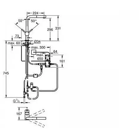 Змішувач для кучні Grohe Minta 31360001, Хром - фото 2