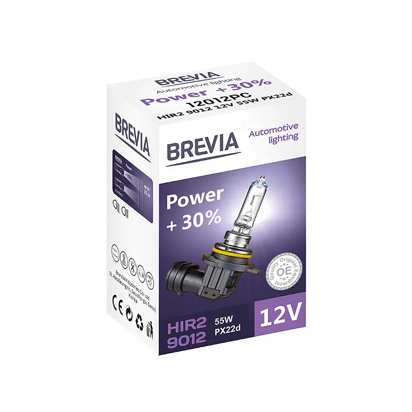 Галогенова лампа Brevia HIR2 9012 12V 55W PX22d Power +30% CP (12012PC) - фото 3