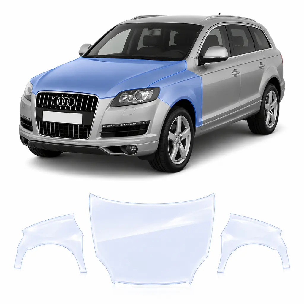 Антигравійна захисна бронеплівка за лекалами для Audi Q7 4L 2005-2015 - капот і передні крила