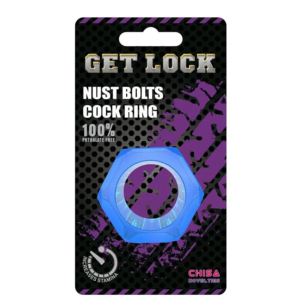 Ерекційне кільце Get Lock Nust Bolt 2.7 см (синій) - фото 2