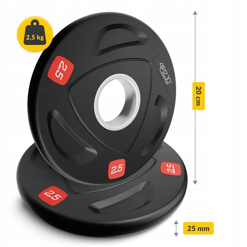 Диск олімпійський 4FIZJO 2 x 2.5 кг 51 мм металевий, прогумований Black (P-5905973401265) - фото 7