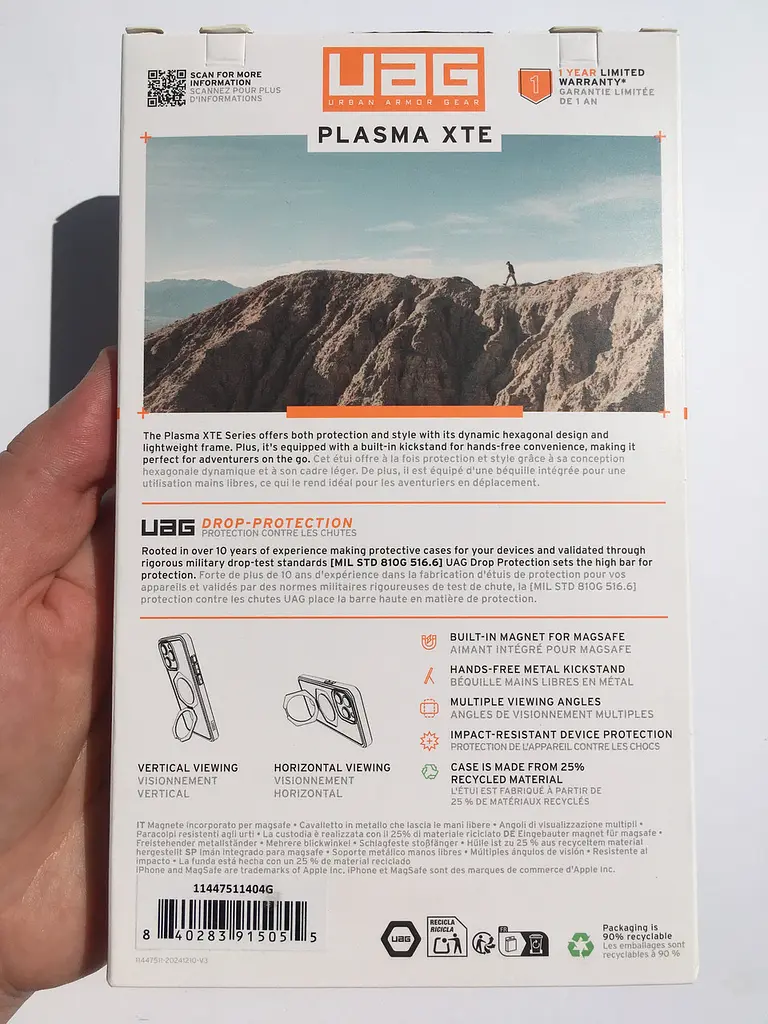 Оригінальний протиударний чохол для iPhone 16 Pro Max UAG Plasma XTE MagSafe Black 11447511404G з підставкою - фото 4
